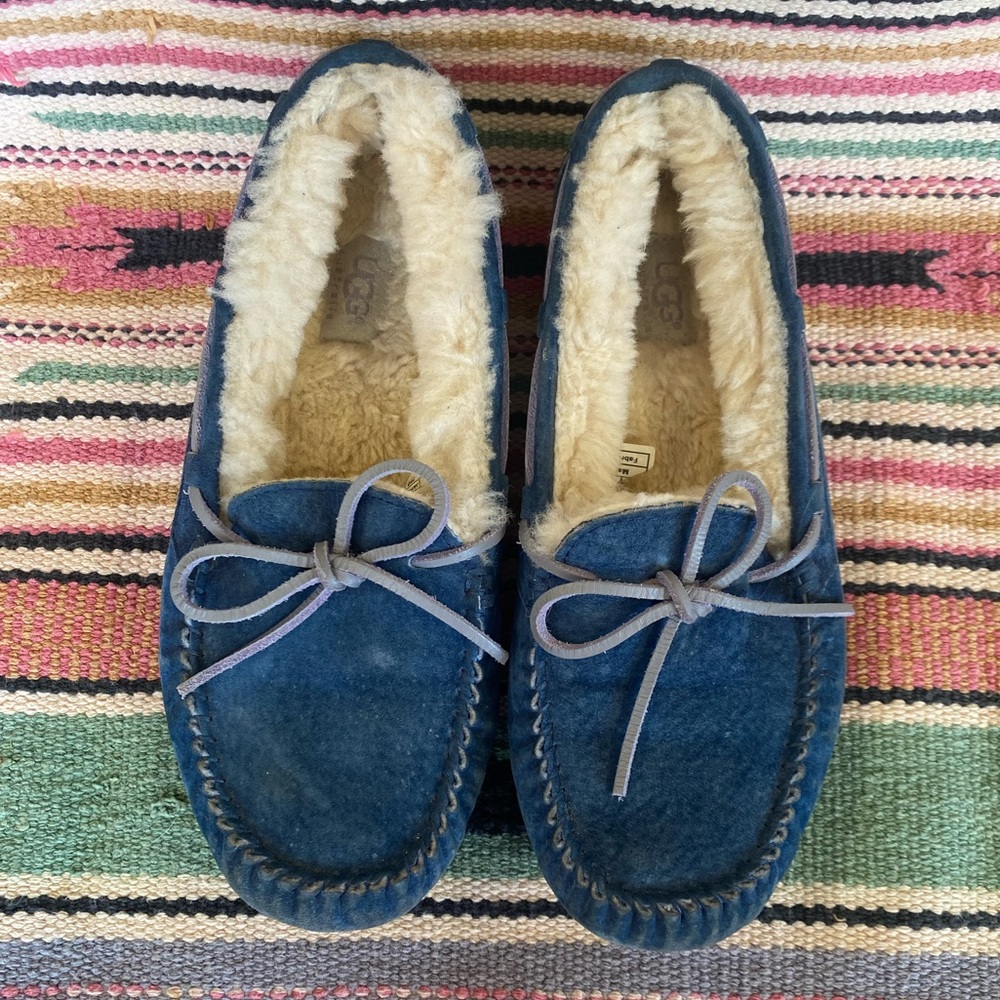 Blue UGG moccasin slippers